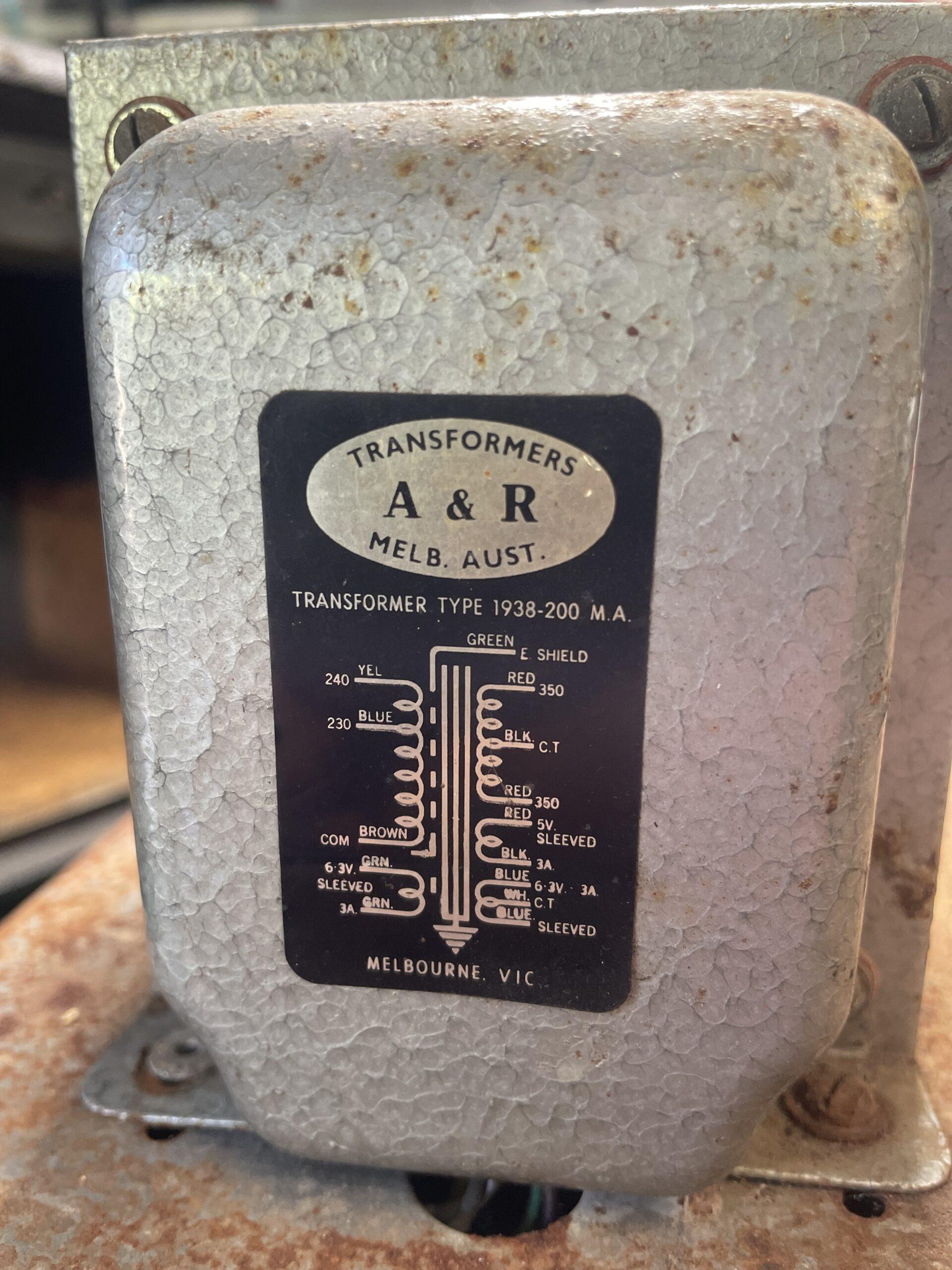 A&R 1938-200MA POWER TRANSFORMER A&R 1938-200MA POWER TRANSFORMER
