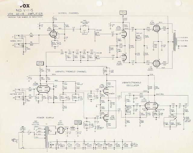 VINTAGE VOX AC-15 GUITAR AMP. NO V-1-5 SCHEMATIC VINTAGE VOX AC-15 GUITAR AMP. NO V-1-5 SCHEMATIC