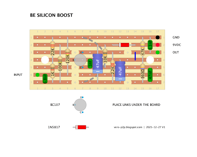 SILICON TREBLE BOOSTER - VERO LAYOUT