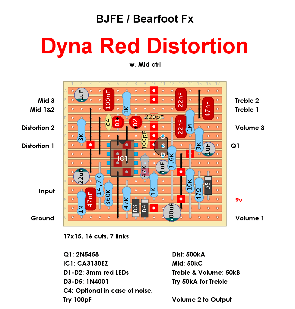 BJF Dyna Red Distortion 4 knob Bearfoot 9cb060a2eb94