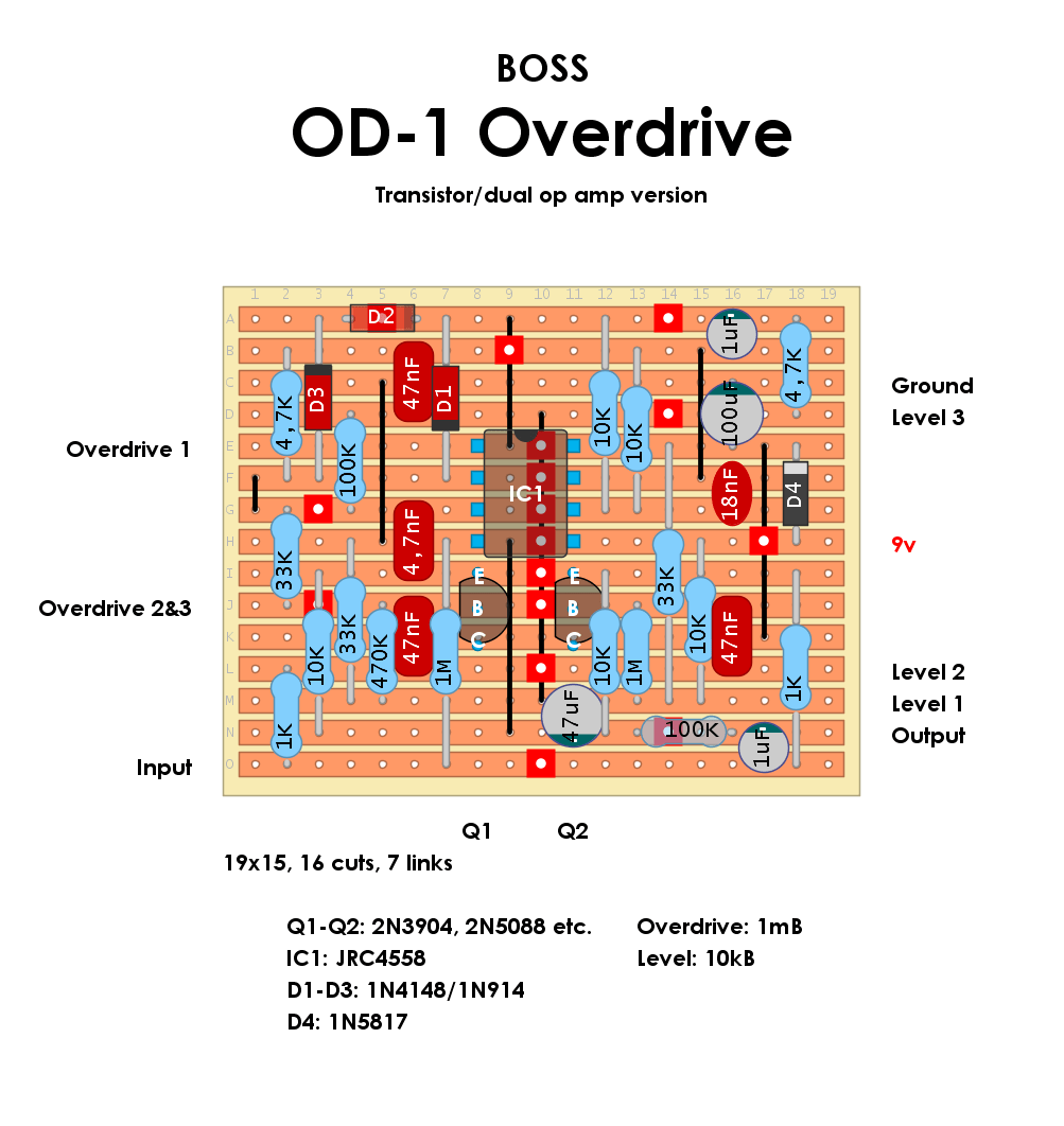 Boss OD1 Overdrive dual op amp b7b2467892aa