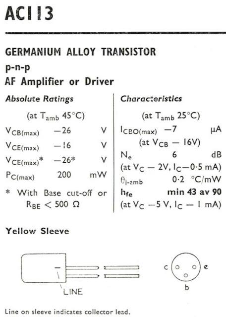 AC113  GERMANIUM TRANSISTOR DATASHEET