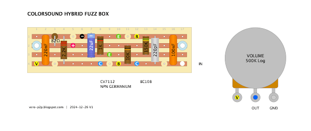 colorsound one knob hybrid fuzz box vero layout