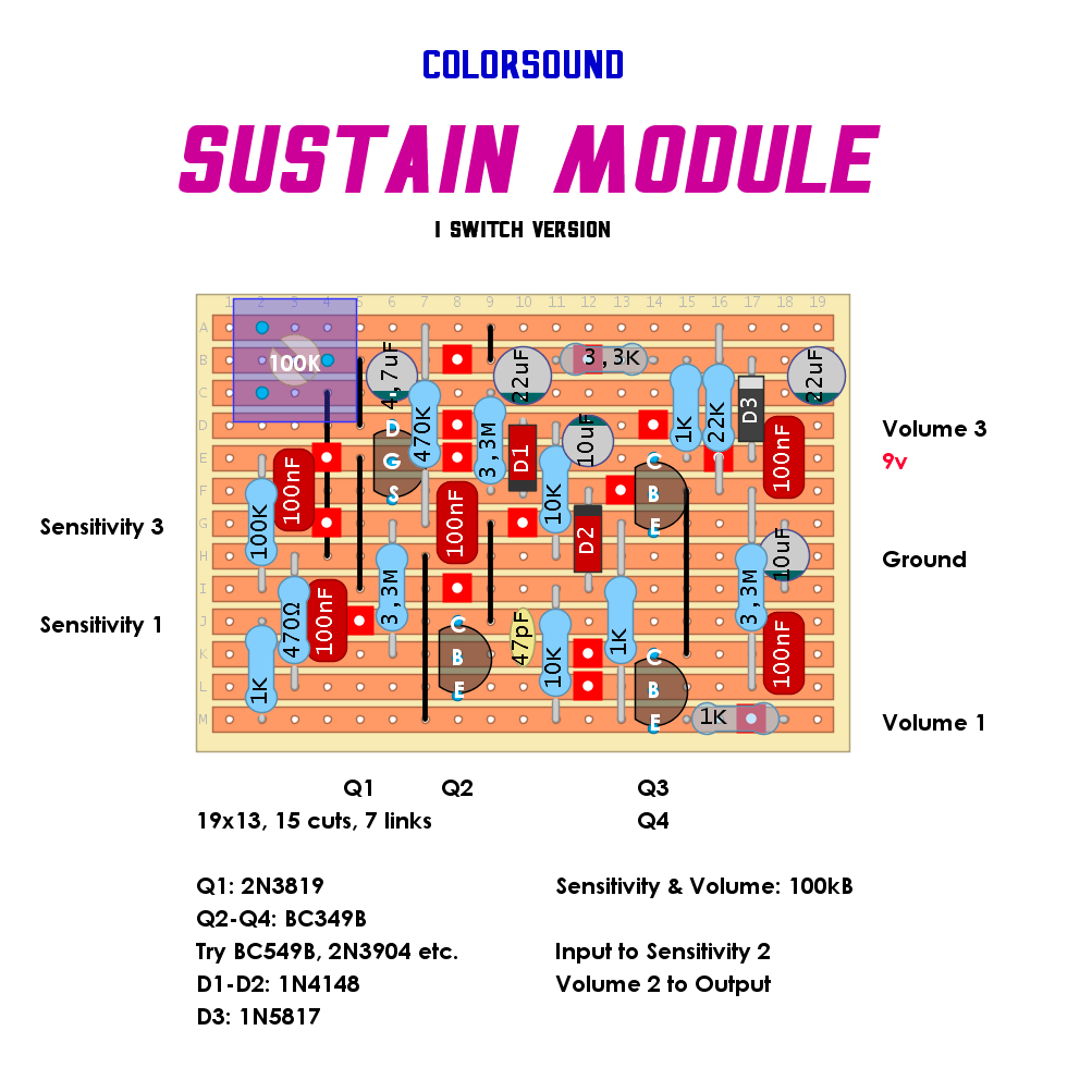 Colorsound Sustain Module 1 switch 783d6ce7b93a