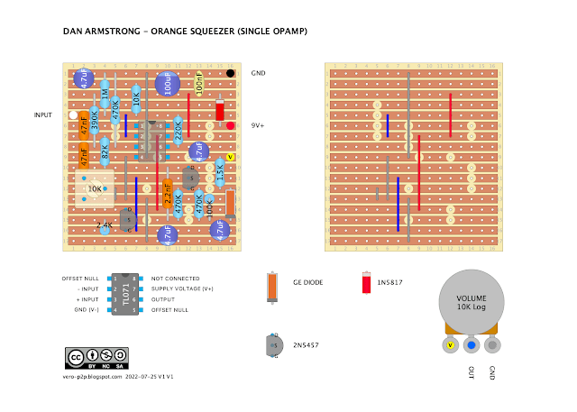 DAN ARMSTRONG ORANGE SQUEEZER COMPRESSOR VERO LAYOUT FOR DIY STOMPBOXES