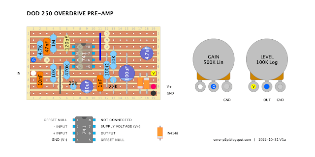 DOD 250 OVERDRIVE PREAMP - GUITAR EFFECT VERO LAYOUT