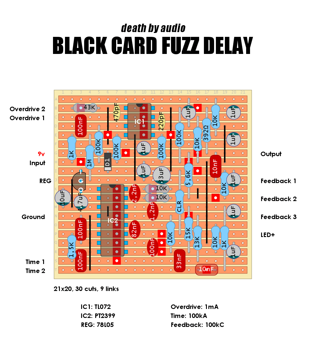 Death by Audio Black card Fuzz Delay 57e32c725453
