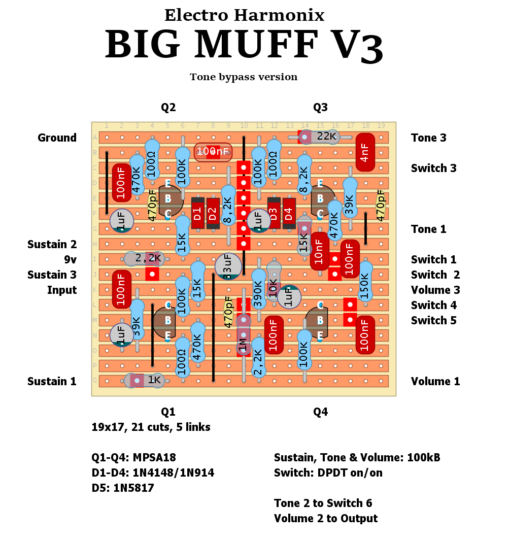 EHX Big Muff V3 Tone Bypass version 8705e79dab44