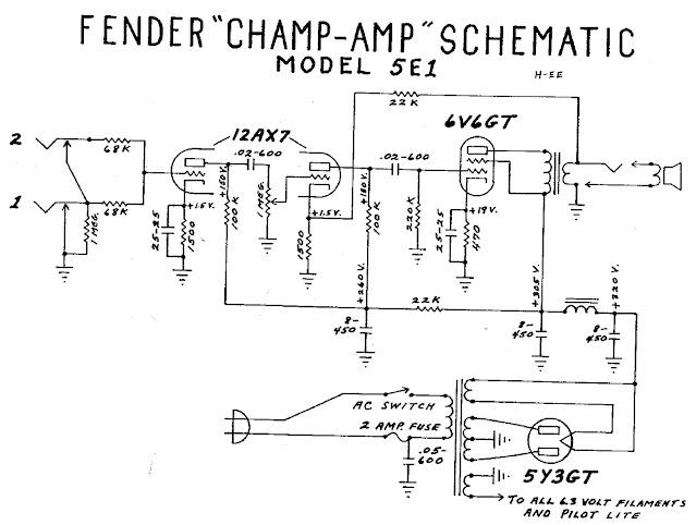 Fender Champ 5E1 schematic