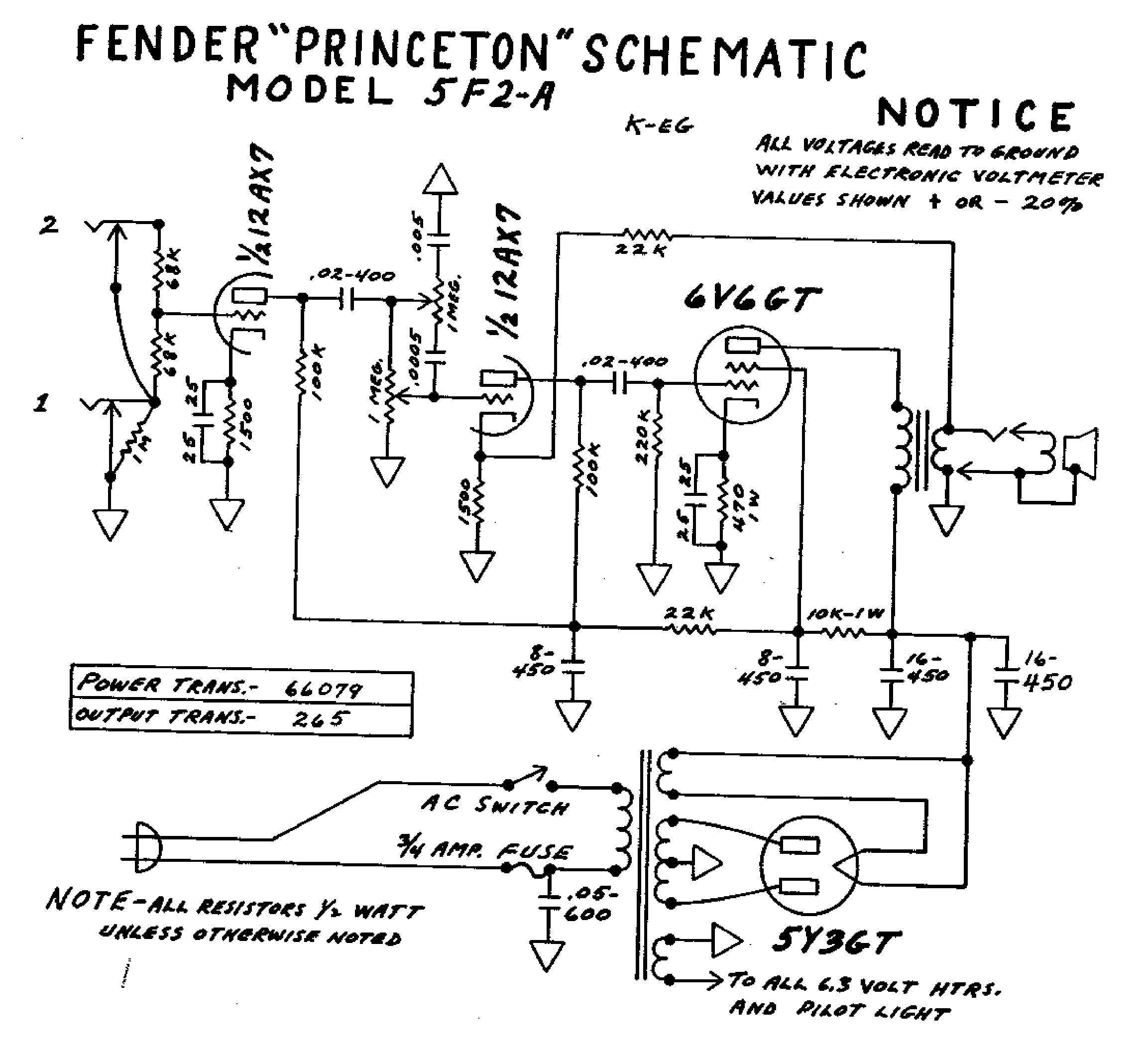Fender Princeton 5F2a schematic 63977a9e5c1e