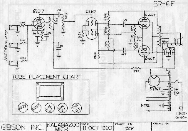 GIBSON BRF-6 GUITAR AMPLIFIER SCHEMATIC
