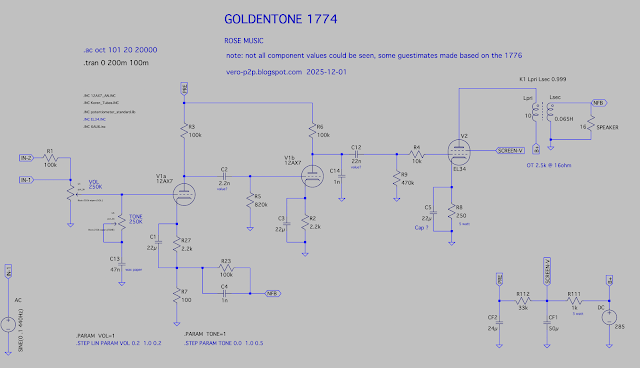 GOLDENTONE 1774 vintage Australian guitar amplifer schematic