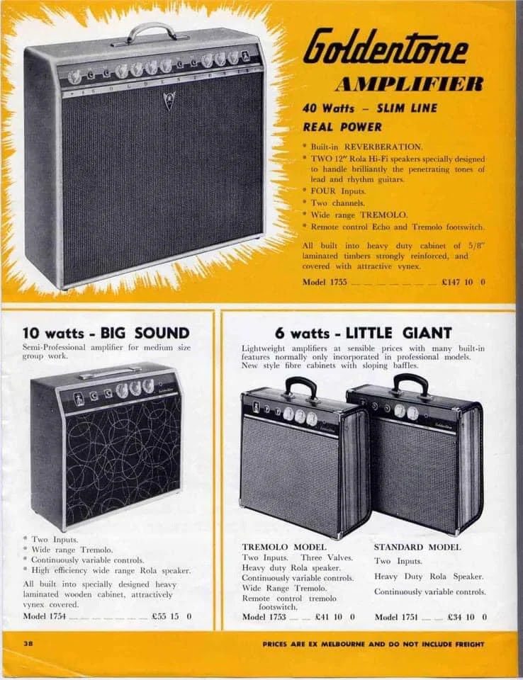 Vintage Goldetone amp advertising Vintage Goldetone amp advertising
