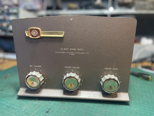 AWA PA872 20W valve PA amplifier front panel with mic and phono controls