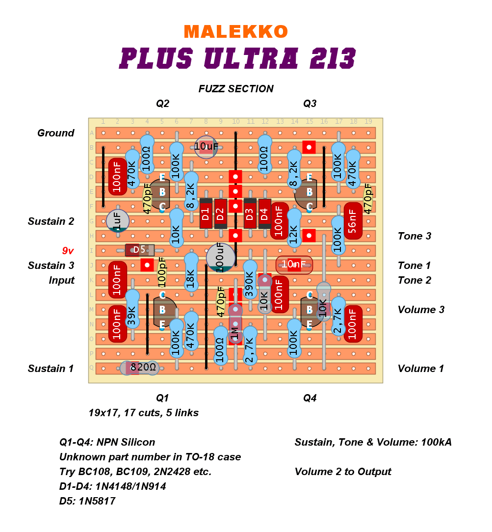 Malekko Plus Ultra 213 fuzz section 66ab1ec10296
