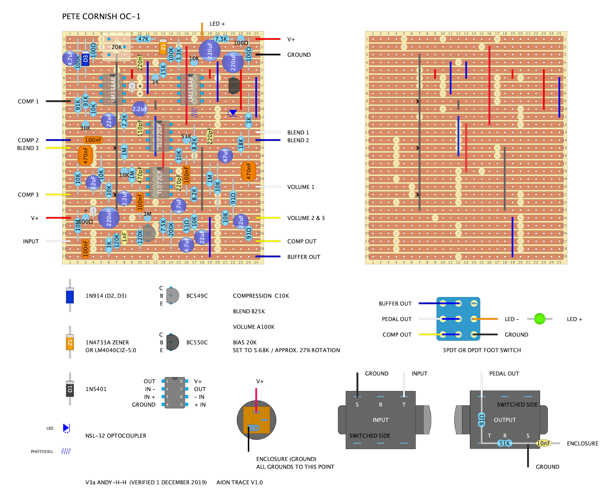 PETE CORNISH OC-1 OPTICAL COMPRESSOR VERO LAYOUT PETE CORNISH OC-1 OPTICAL COMPRESSOR VERO LAYOUT