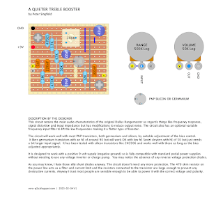 PETER SINGFIELD - A QUIETER TREBLE BOOSTER - VERO LAYOUT PETER SINGFIELD - A QUIETER TREBLE BOOSTER - GUITAR EFFECT VERO LAYOUT RANGEMASTER