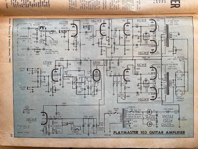 PLAYMASTER: Model 103 guitar amp schematic PLAYMASTER: Model 103 guitar amp schematic