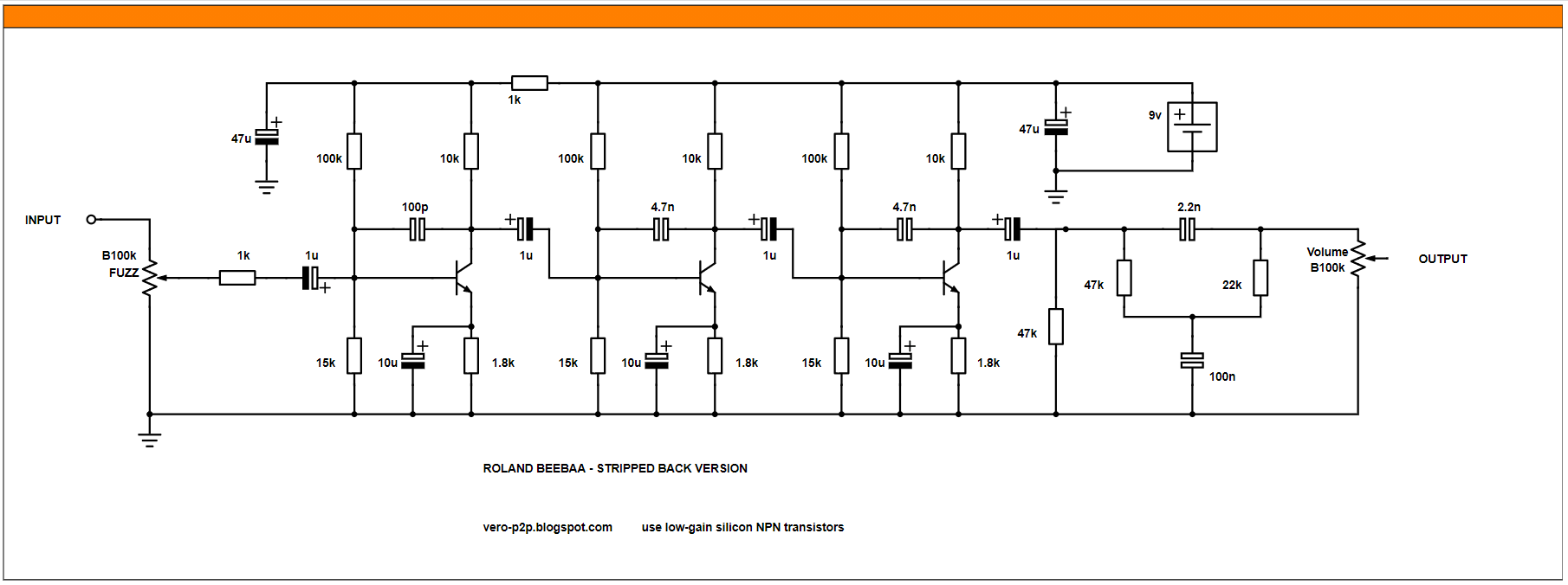 Roland BeeBaa - stripped back version schematic Roland BeeBaa - stripped back version schematic