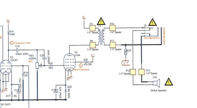 Vox AC4 schematic - output section