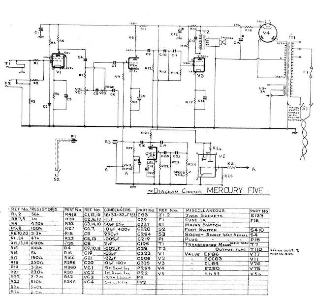 Selmer Mercury 5 amplifier schematic