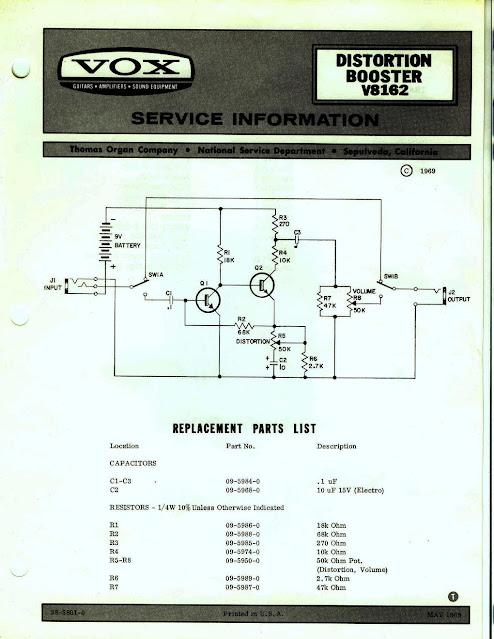 VOX DISTORTION BOOSTER SCHEMATIC CIRCUIT DIAGRAM VOX DISTORTION BOOSTER SCHEMATIC CIRCUIT DIAGRAM