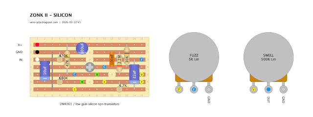 JHS ZONK II SILICON FUZZ - VERO LAYOUT JHS ZONK II SILICON FUZZ - VERO LAYOUT